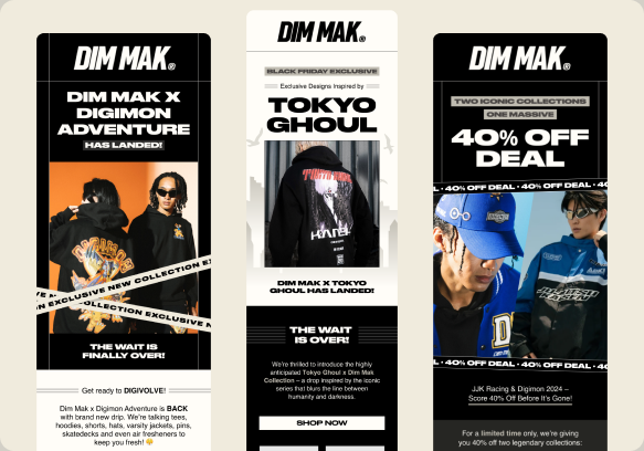Dim Mak email flow and campaign design examples