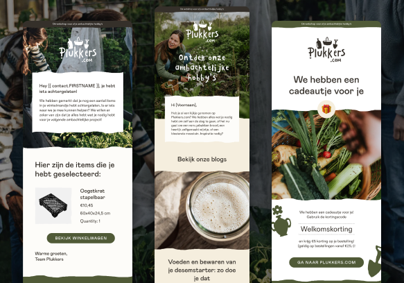 Plukkers email flow and campaign design examples
